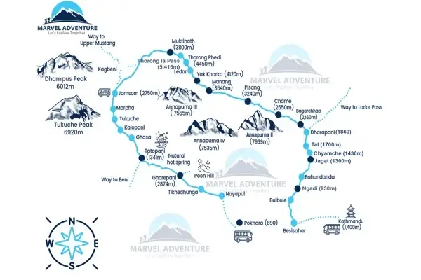 Annapurna Circuit Trek Map