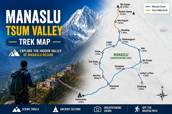 Manaslu Tsum Valley Trek Map