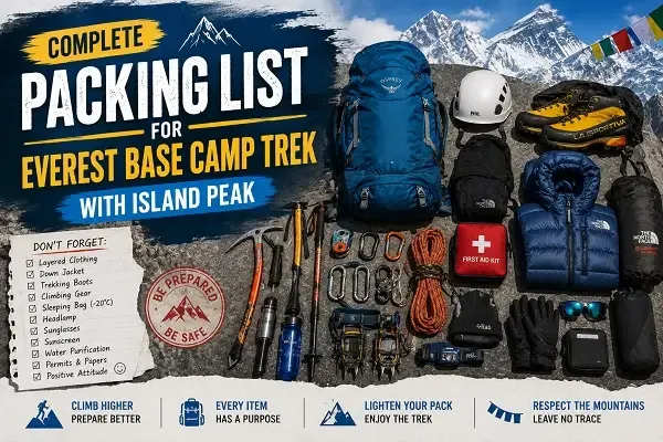 Packing list for Everest Base Camp Trek with Island Peak