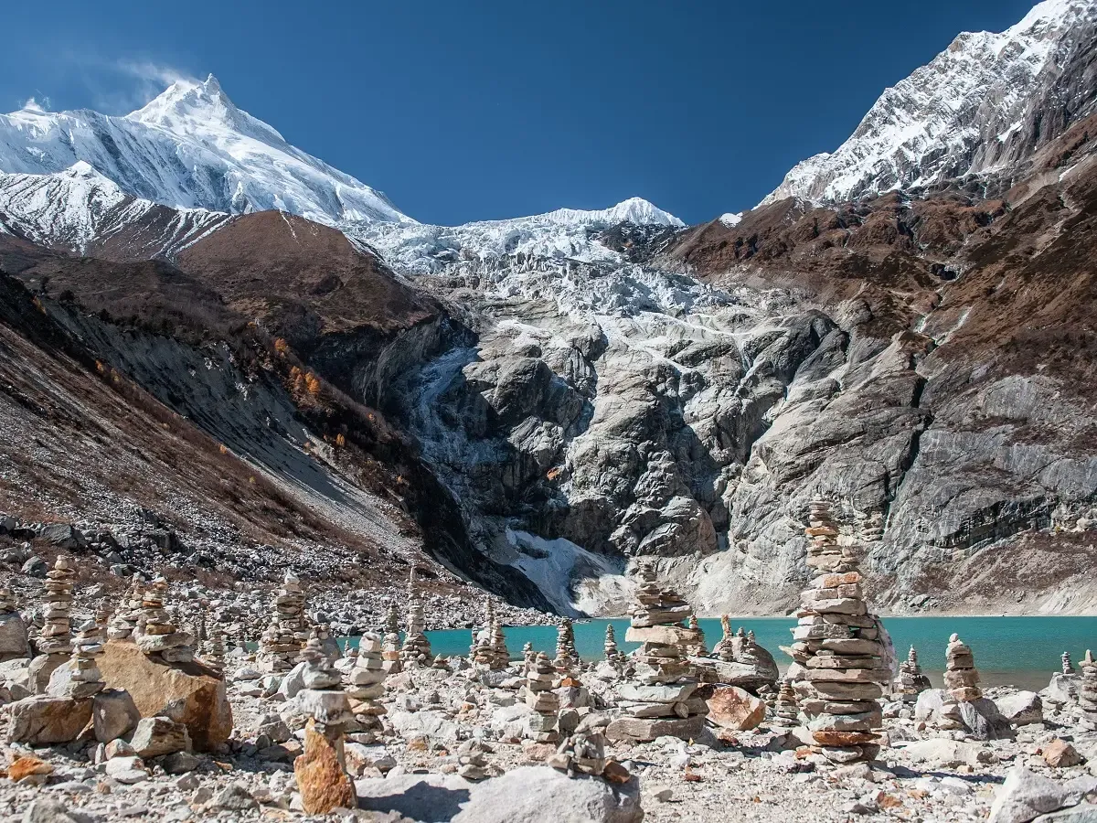 birendra lake mount manaslu panorama