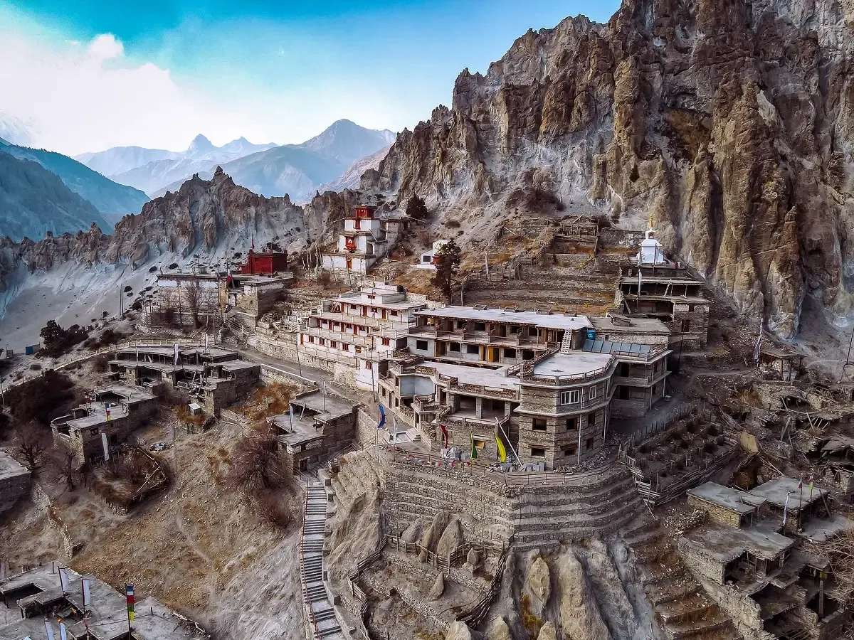 ancient braga monastery in manang