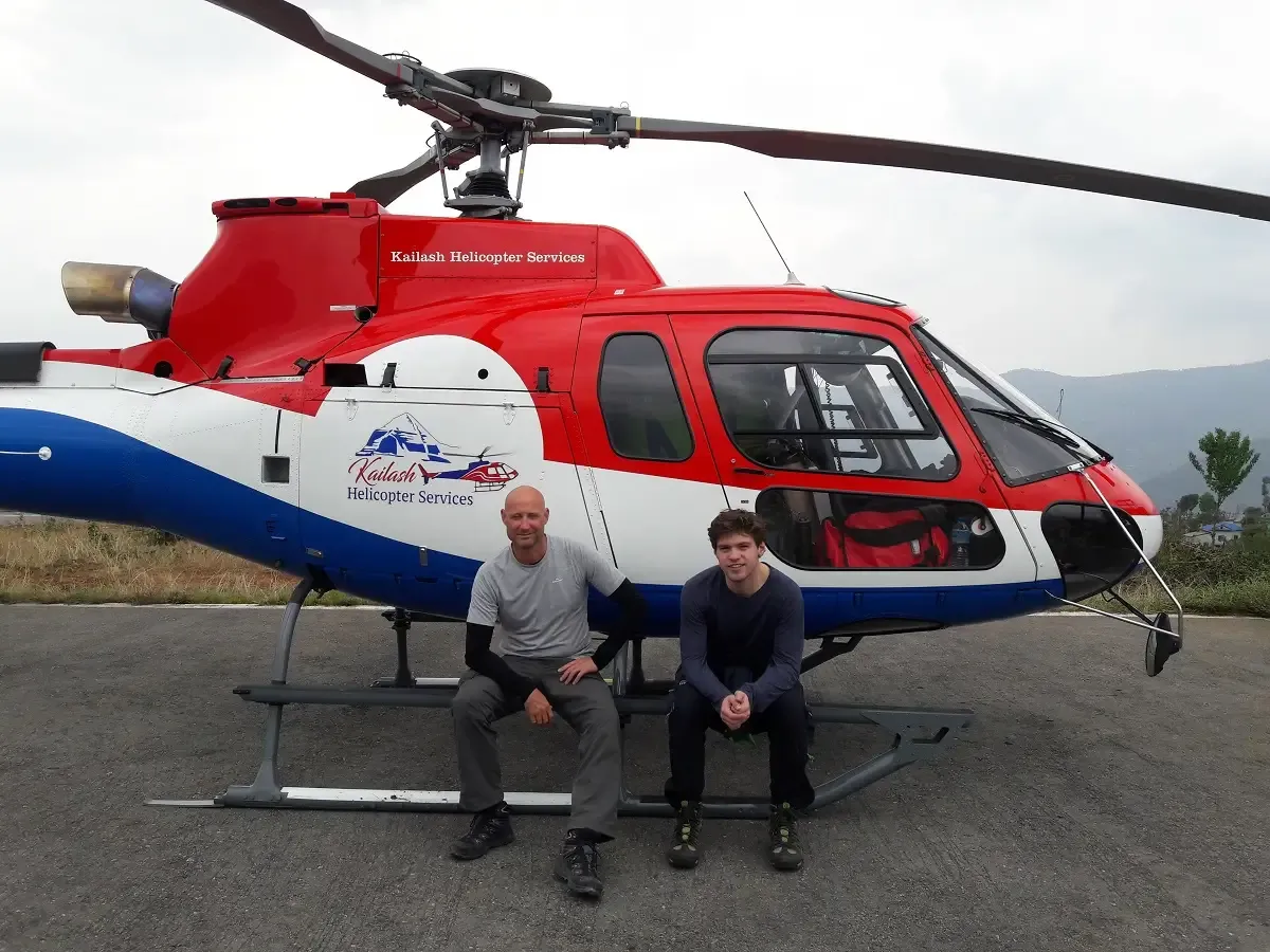 heli return to Lukla