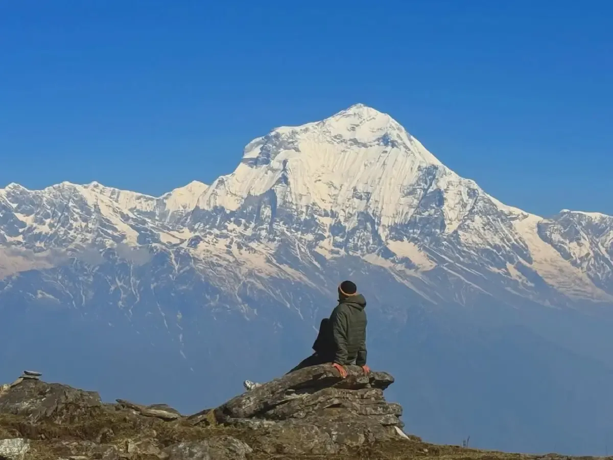 Himalayan panorama from the Khopra Ridge Trek