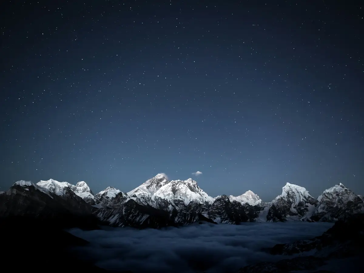 everest himalayan range from renjo la